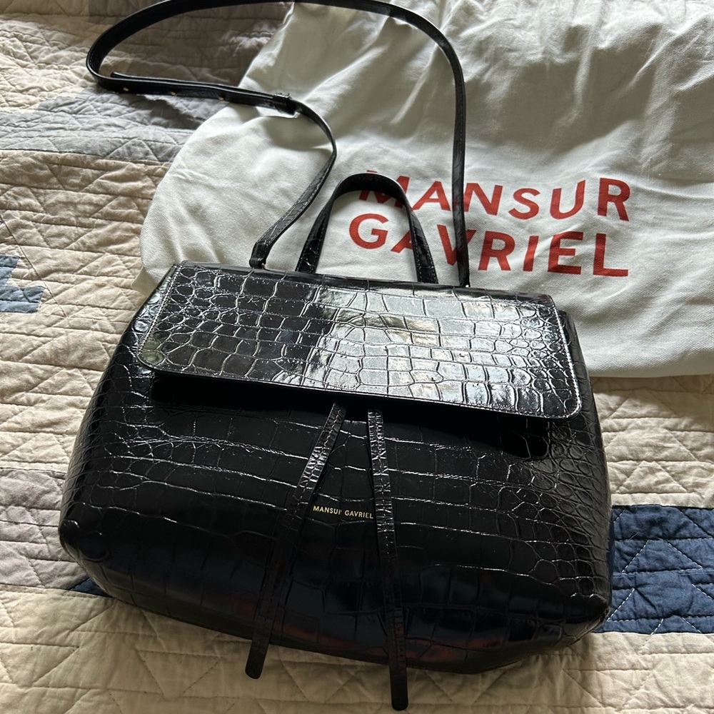 Mansur Gavriel Black Croc-Embossed Soft Lady Bag FA 2019 - Picture 4 of 12